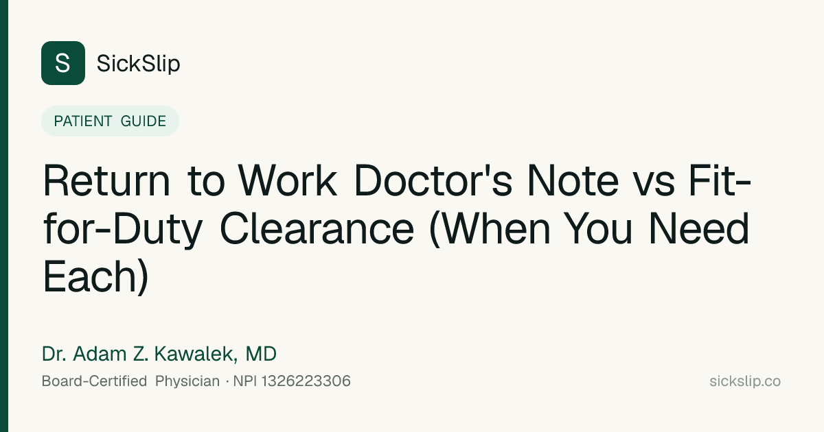 Return-to-Work and Fit-for-Duty Notes: What They Are and When You ...