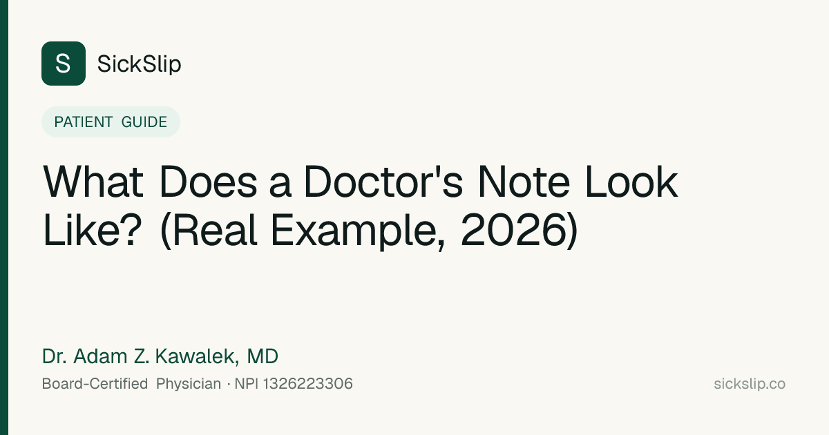 What a Real Doctor's Note for Work Looks Like (2026) — SickSlip